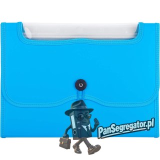 Teczka harmonijkowa z gumką 13-przegródek okno PVC RIO niebieska 38128 BLUE DELI
