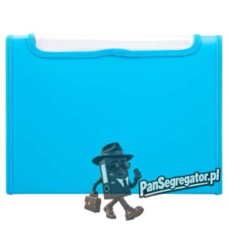 Teczka harmonijkowa z gumką 13-przegródek okno PVC RIO niebieska 38128 BLUE DELI