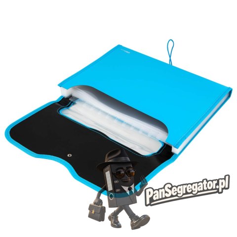 Teczka harmonijkowa z gumką 13-przegródek okno PVC RIO niebieska 38128 BLUE DELI