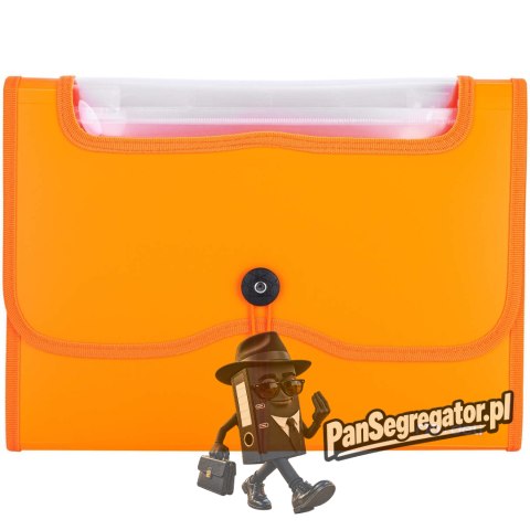 Teczka harmonijkowa z gumką 13-przegródek okno PVC RIO pomarańczowa 38128 ORANGE DELI
