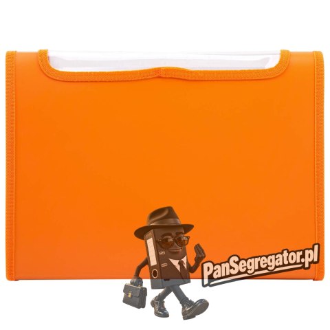 Teczka harmonijkowa z gumką 13-przegródek okno PVC RIO pomarańczowa 38128 ORANGE DELI
