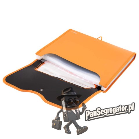 Teczka harmonijkowa z gumką 13-przegródek okno PVC RIO pomarańczowa 38128 ORANGE DELI