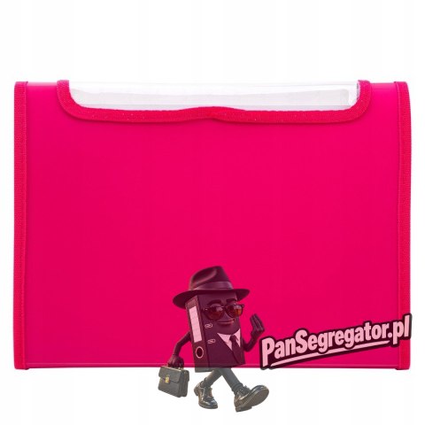 Teczka harmonijkowa z gumką 13-przegródek okno PVC RIO różowa 38128 PINK DELI