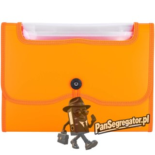 Teczka harmonijkowa z gumką 7-przegródek okno PVC RIO pomarańczowa 38127 ORANGE DELI