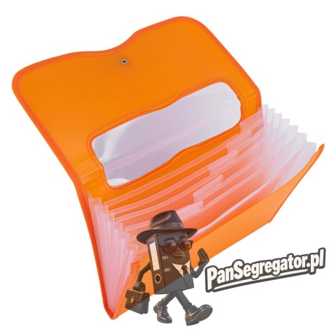 Teczka harmonijkowa z gumką 7-przegródek okno PVC RIO pomarańczowa 38127 ORANGE DELI