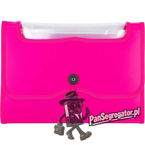 Teczka harmonijkowa z gumką 7-przegródek okno PVC RIO różowa 38127 PINK DELI