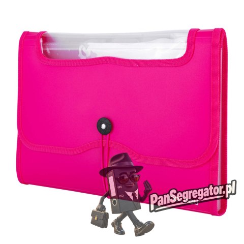 Teczka harmonijkowa z gumką 7-przegródek okno PVC RIO różowa 38127 PINK DELI