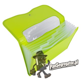 Teczka harmonijkowa z gumką 7-przegródek okno PVC RIO zielona 38127 GREEN DELI