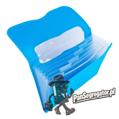 Teczka harmonijkowa z gumką A4 7-przegródek okno PVC RIO niebieska 38127 BLUE DELI