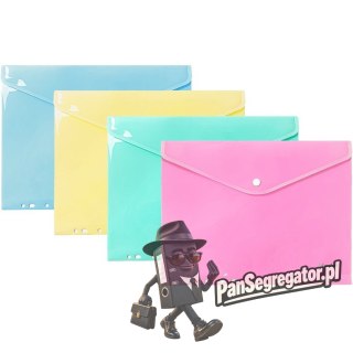 Teczka kopertowa A4 wpinana do segregatora PP 10 sztuk mix pastelowy TKZP-A4 BIURFOL
