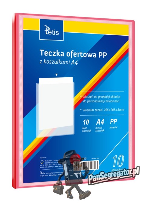 Teczka ofertowa A4 PP 10 koszulek CZERWONA BT630-C10 TETIS