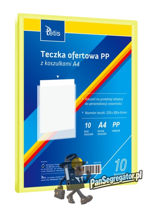 Teczka ofertowa A4 PP 10 koszulek ŻÓŁTA BT630-Y10 TETIS