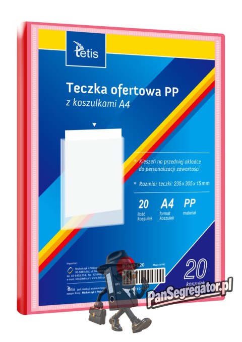 Teczka ofertowa A4 PP 20 koszulek CZERWONA BT630-C20 TETIS