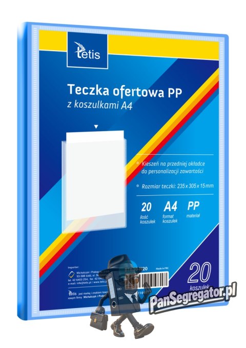 Teczka ofertowa A4 PP 20 koszulek NIEBIESKA BT630-N20 TETIS