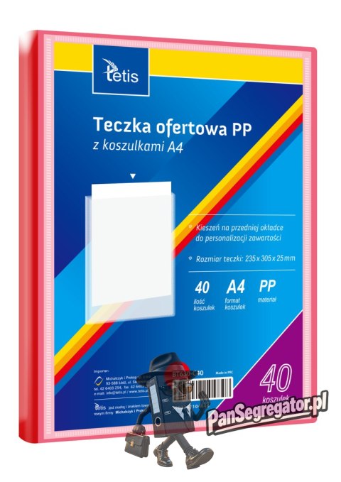 Teczka ofertowa A4 PP 40 koszulek CZERWONA BT630-C40 TETIS
