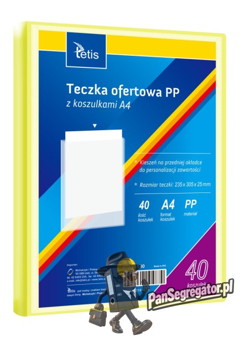 Teczka ofertowa A4 PP 40 koszulek ŻÓŁTA BT630-Y40 TETIS