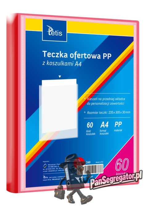 Teczka ofertowa A4 PP 60 koszulek CZERWONA BT630-C60 TETIS