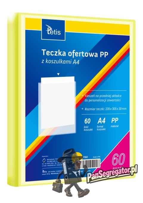 Teczka ofertowa A4 PP 60 koszulek ŻÓŁTA BT630-Y60 TETIS