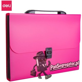 Teczka z rączką czarną A4 7-przegródek RIO różowa EB40202 PINK DELI