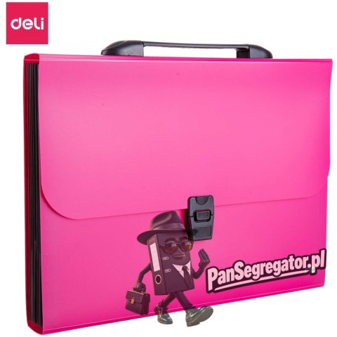 Teczka z rączką czarną A4 7-przegródek RIO różowa EB40202 PINK DELI