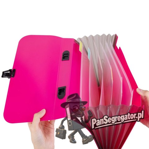 Teczka z rączką czarną A4 7-przegródek RIO różowa EB40202 PINK DELI