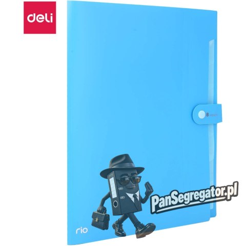 Teczka zatrzaskowa A4 8-przegródek RIO niebieska EB40102 BLUE DELI