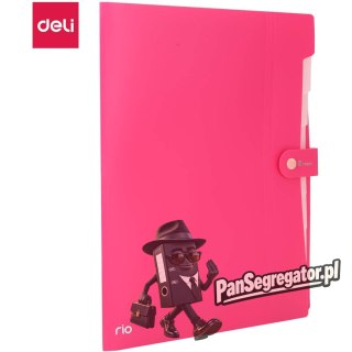 Teczka zatrzaskowa A4 8-przegródek RIO różowa EB40102 PINK DELI