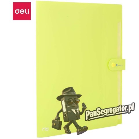 Teczka zatrzaskowa A4 8-przegródek RIO zielona EB40102 GREEN DELI