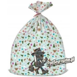 Worek upominkowy CHRISTMAS plastik XXL mix wzorów 92x110 PaKaDo