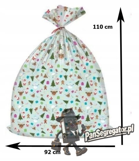 Worek upominkowy CHRISTMAS plastik XXL mix wzorów 92x110 PaKaDo