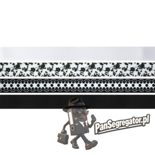 Wstążka czarno-biała mix (4szt.) 16mm x 1m 412504 TITANUM