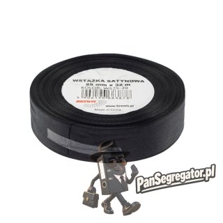 Wstążka satynowa 25mm/32m czarna BREWIS