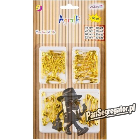 Agrafki złote mix wielkości (100 szt.) AGR-0910 ALIGA