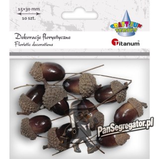Dekoracja żołędzie na druciku 15x30mm (10szt.) TITANUM 439878