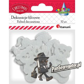 Dekoracje filcowe świąteczne białe 3 wzory x4szt. 437240 TITANUM