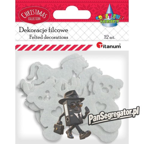 Dekoracje filcowe świąteczne białe 3 wzory x4szt. 437240 TITANUM