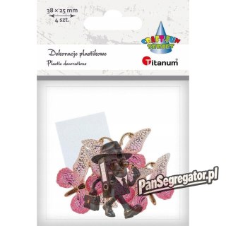 Dekoracje samoprzylepne plastikowe MOTYLKI różowe (4 sztuk) 31x23mm 612878 TITANUM