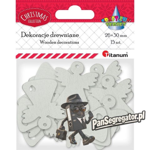 Drewniane anioły ażurowe 25x29mm białe 15szt. 417639 TITANUM