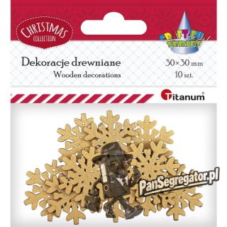 Drewniane płatki śniegu 30mm złote 8szt. 486035 TITANUM