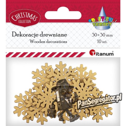 Drewniane płatki śniegu 30mm złote 8szt. 486035 TITANUM