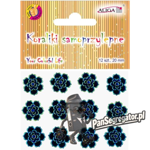 Dżety kryształki samoprzylepne KWIATKI 2cm, 12szt. JET-3072 ALIGA