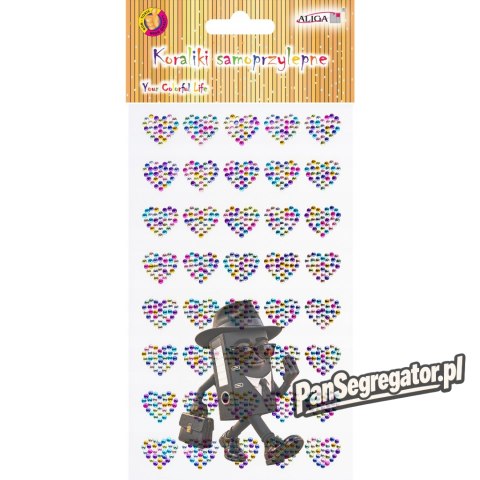 Dżety kryształki samoprzylepne mix serca 9,5x15,5cm JET-3170 ALIGA