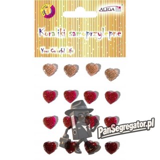Dżety kryształki samoprzylepne serca 12mm mix kolorów JET-2411 ALIGA