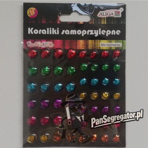 Dżety kryształki z brokatem samoprzylepne mix kolorów i rozmiarów JET-4811 ALIGA