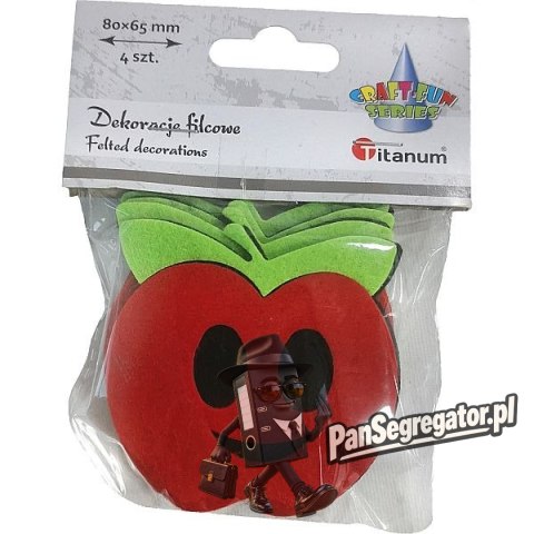 Filcowe dekoracje JABŁKA 4szt. 80x65mm 461752 TITANUM