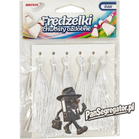 Frędzelki (chwosty ozdobne) FR2 (6 sztuk) 8 cm białe BREWIS