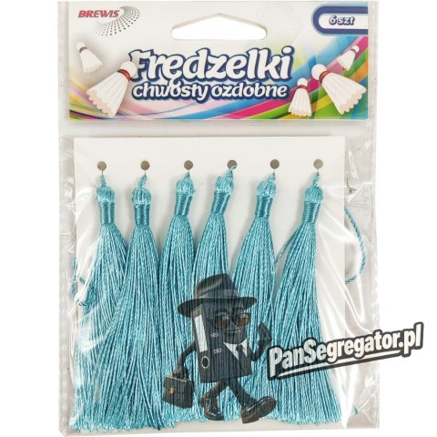 Frędzelki (chwosty ozdobne) FR3 (6 sztuk) 8 cm jasno niebieskie BREWIS
