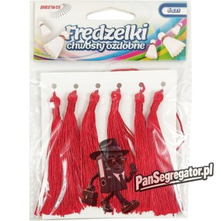 Frędzelki (chwosty ozdobne) FR4 (6 sztuk) 8 cm czerwone BREWIS