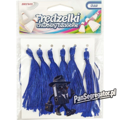 Frędzelki (chwosty ozdobne) FR5 (6 sztuk) 8 cm niebieskie BREWIS