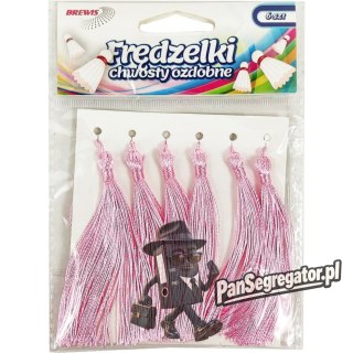Frędzelki (chwosty ozdobne) FR6 (6 sztuk) 8 cm różowe BREWIS